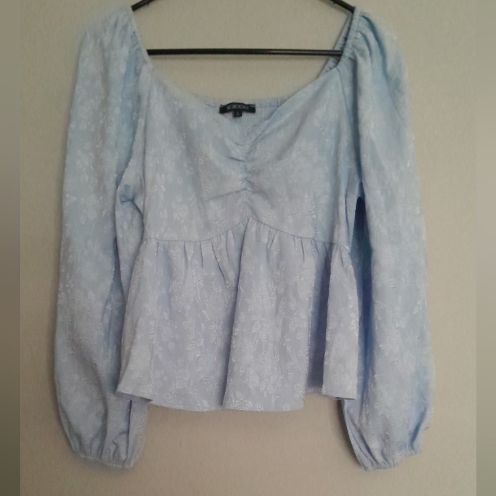 Amazon Light Blue Patterned Blouse